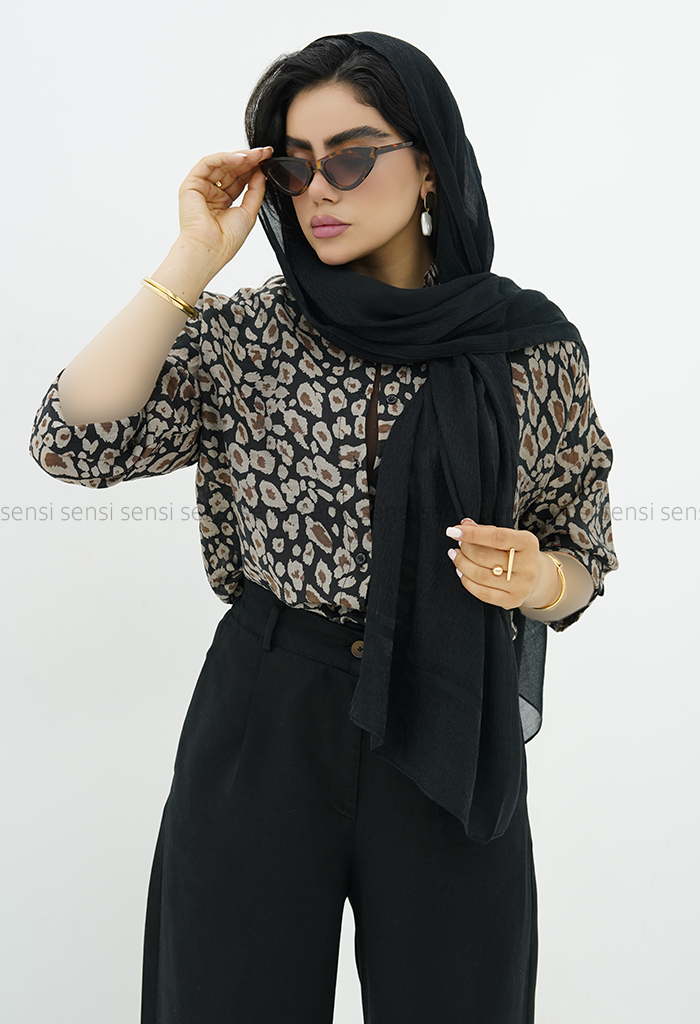 شومیز پلنگی آستین سه ربع کد1005990